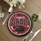 25 Count Burgundy Grad Celebration 9 Inch Round Plates for Graduation Party Dining Setup